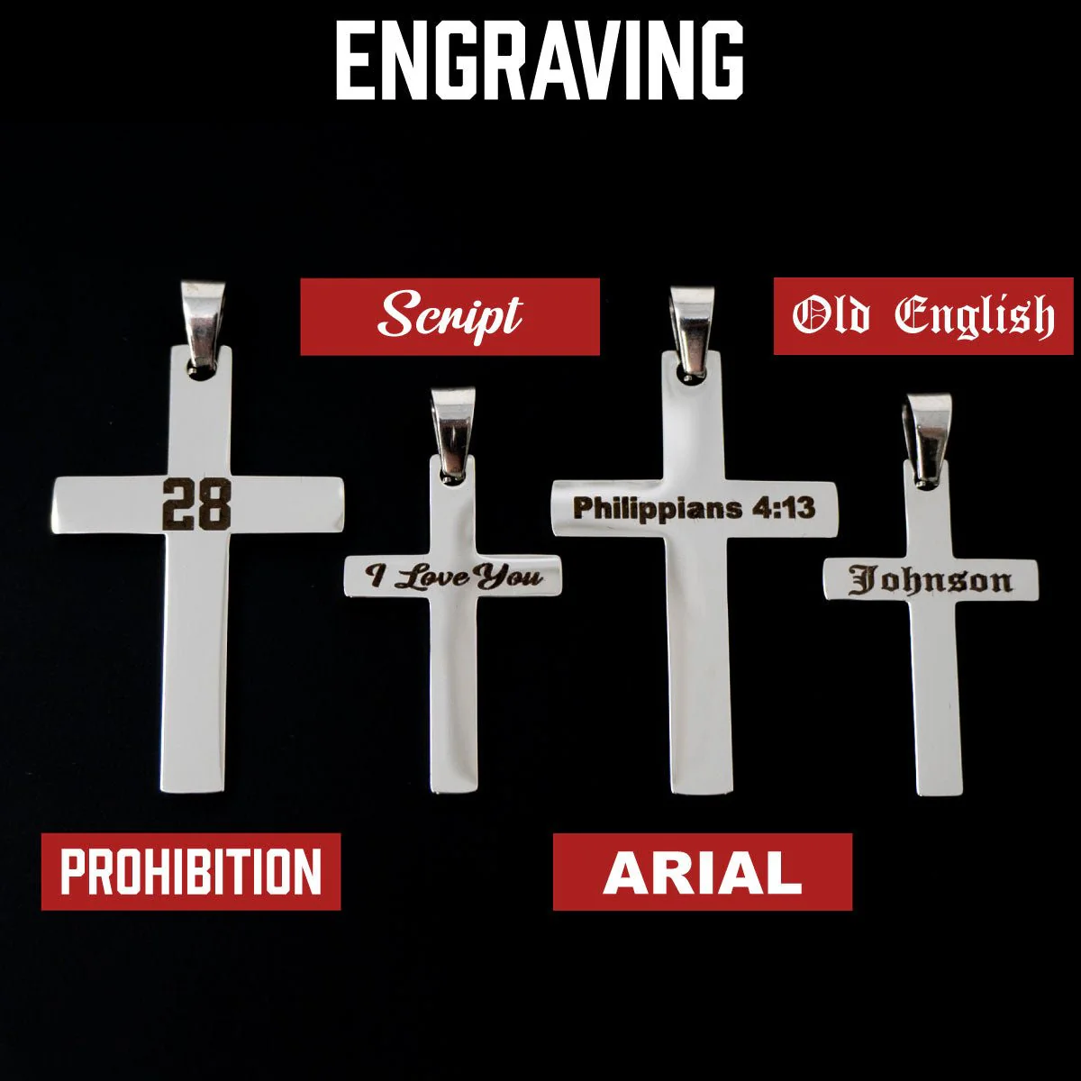 Cross Pendant Necklace - Stainless Steel - Image 4