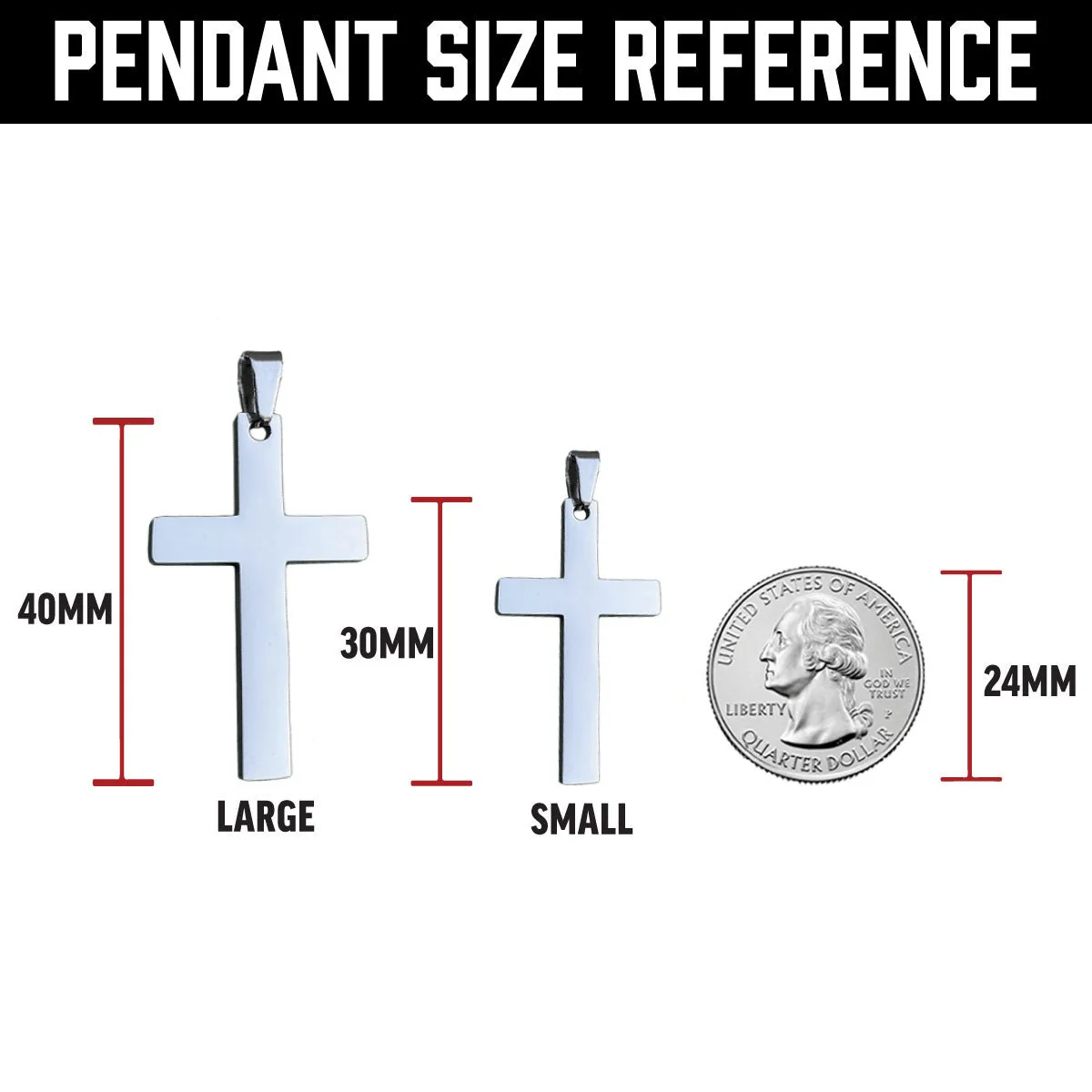 Cross Pendant Necklace - Stainless Steel - Image 8